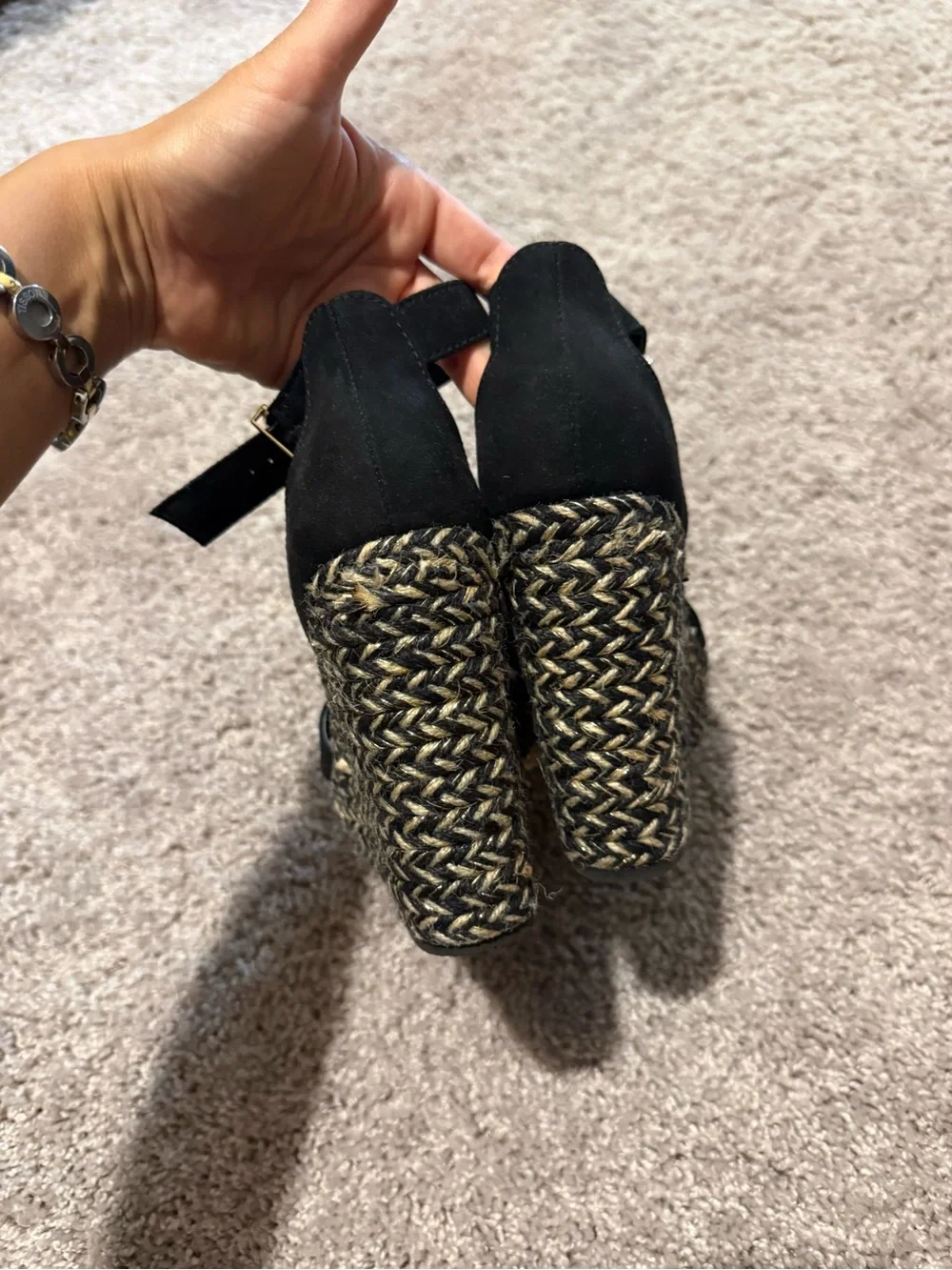Express Black Braided Espadrille Wedge Sandals
